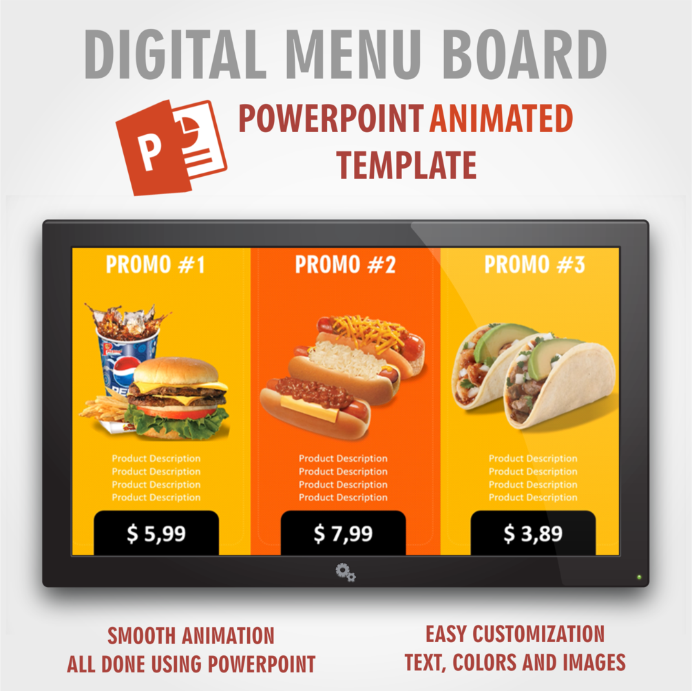 POWERPOINT VIDEO ADS - Create Video Ads and Digital Menu Boards Inside Powerpoint Restaurant Menu Template